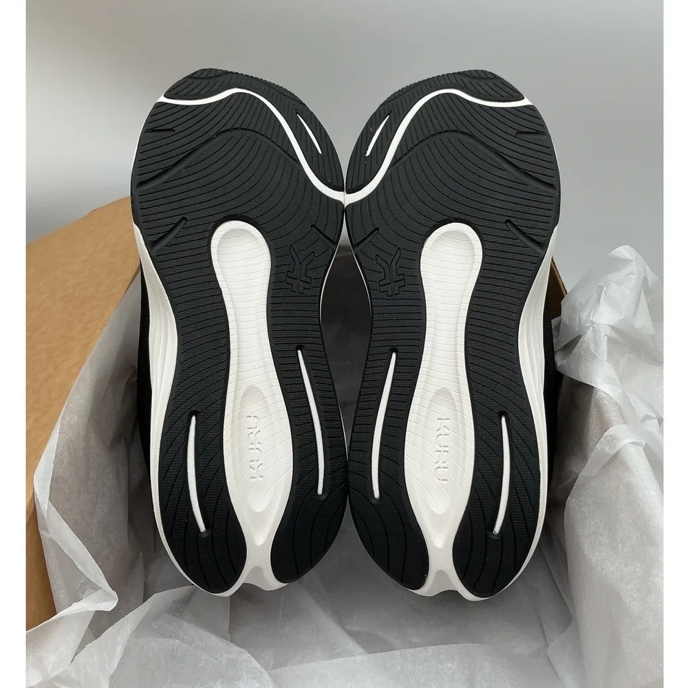 Kuru Atom Mens Athletic Sneakers Black White Knit Walking Running Shoes